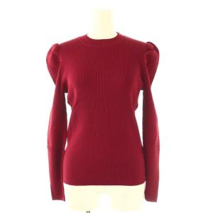 パフスリーブハイネックリブニット カットソー 長袖 36 レッド /DO OS