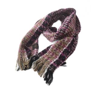 マフラー ツイード フリンジ ピンク /YO33