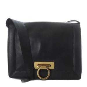 ショルダーバッグ ワンショルダー ガンチーニ フラップ レザー ブラック /YO8 OH
