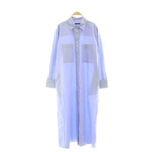 25AW ダブルカフスシャツワンピース コットン 青 /CX OS