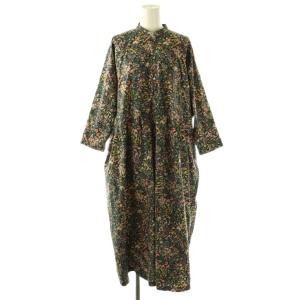 24SS リバティフラワーampleプルワンピース ロング 長袖 モスグリーン マルチカラー /DO OS