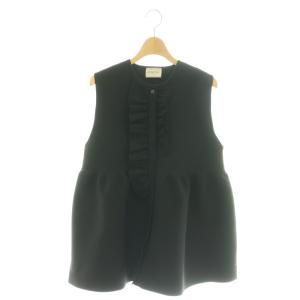 イレギュラーフリル ベスト 前開き ブラック /CX OS