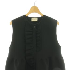 UNITED ARROWS イレギュラーフリル ベスト 前開き ブラック /CX OS