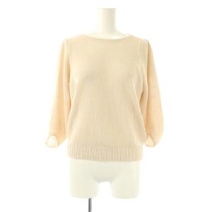 和紙かのこパフスリーブプルオーバー ニット カットソー 七分袖 36 ライトベージュ /NR OS