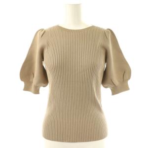 パフスリーブリブニット カットソー 半袖 36 ベージュ /NR OS