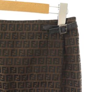 美品✨フェンディ ズッカ柄 ラップ スカート　希少サイズ46 ズッカ柄ラップスカート 膝丈 40 ブラウン ブラック /DO OS（2026/02