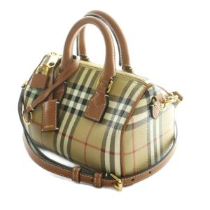BURBERRY ミニ チェック ボウリングバッグ 2WAY ノバチェック ブラウン ベージュ 81185651