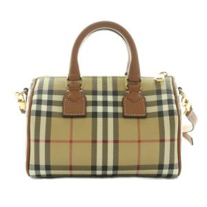 BURBERRY ミニ チェック ボウリングバッグ 2WAY ノバチェック ブラウン ベージュ 81185651