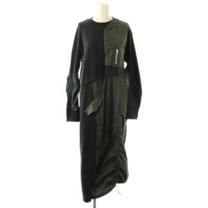 切替 長袖 ワンピース 0 チャコール グレー /ES OS