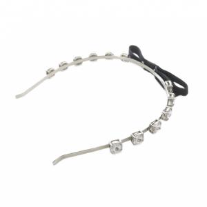 リボン ビジュー カチューシャ シルバー色 黒 ブラック /SR OH