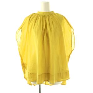 コットンシフォンギャザーコクーンマルブラウス フレンチスリーブ プルオーバー F 黄色 /NR OS