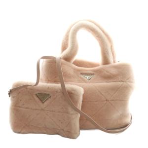 トライアングル ムートン2WAYバッグ ピンク 1BG378