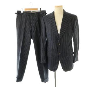 セットアップスーツ ウールモヘヤ ストライプ 46R ネイビー