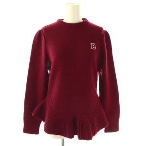 CASHMERE PEPLUM KNIT ニット セーター 長袖 カシミヤ 38 レッド /HK OS