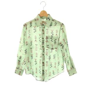 リネンシャツ 長袖 36 ミントグリーン ピンク ブラック /DO OS