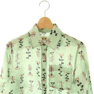 MARNI リネンシャツ 長袖 36 ミントグリーン ピンク ブラック /DO OS