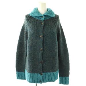 mountain ニット カーディガン バイカラー ブルーグレー ライトブルー /DF OS