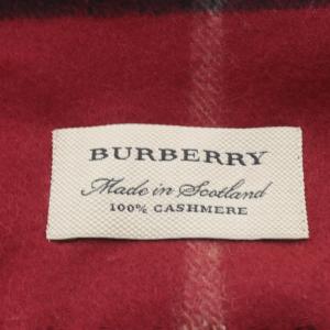 BURBERRY マフラー ノバチェック カシミヤ フリンジ レッド