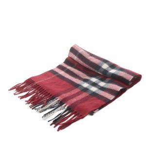 BURBERRY マフラー ノバチェック カシミヤ フリンジ レッド
