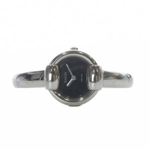 GUCCI ジャンク品 腕時計 黒文字盤 クォーツ 2針 シルバー色 1400L /SR OH