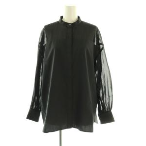 24AW LUXE COTTON ABEL O シアー切替シャツ 長袖 38 ブラック /HK OS