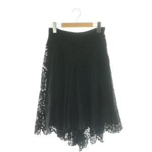 レースミディスカート ひざ丈 フレアスカート ITL38 ブラック /DF OS