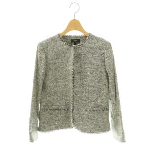 STRETCH TWEED FEMININE SLIM JKT ジャケット ノーカラー ツイード 0 ブラック