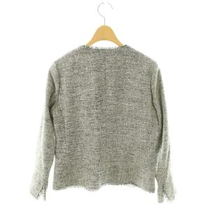Theory STRETCH TWEED FEMININE SLIM JKT ジャケット ノーカラー ツイード 0 ブラック