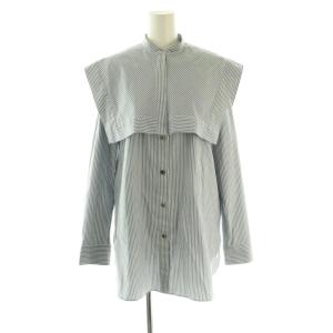 クリアコットンセーラーヨークシャツ ストライプ 長袖 38 ブルー /HK OS