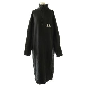 24SS Half Zip Sweat Onepiece ワンピース ロング ハーフジップ ブラック /HK