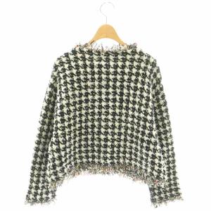 Diagram GRACE CONTINENTAL 25AW ツイードニットジャケット ノーカラー 36 白 黒 /NR OS