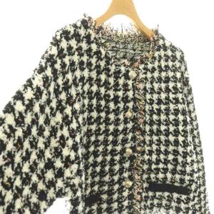 Diagram GRACE CONTINENTAL 25AW ツイードニットジャケット ノーカラー 36 白 黒 /NR OS