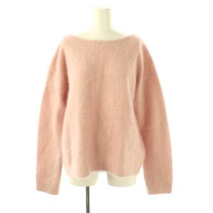 ファーVスリットプルオーバー ニット セーター 長袖 ピンク /HK OS
