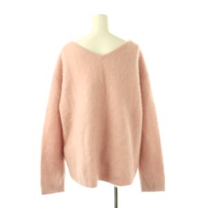 Plage ファーVスリットプルオーバー ニット セーター 長袖 ピンク /HK OS