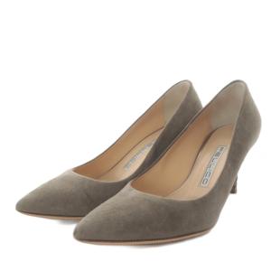 パンプス ハイヒール ポインテッドトゥ スエード 35 グレージュ /YO22