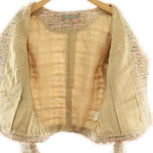 theory luxe FANCY TWEED MELISA L ツイードジャケット ノーカラー 38 ベージュ /HK OS
