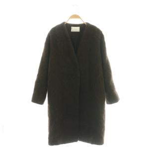 ノーカラーコート アルパカ混 茶 ブラウン /AQ OS