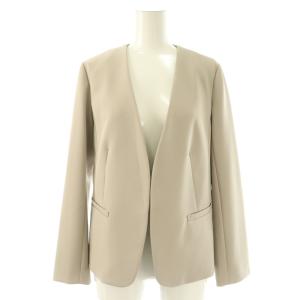 NATURAL BEAUTY BASIC ファインストレッチセットアップ ノーカラージャケット スカート ラップ調 ロング S ベージュ /HK