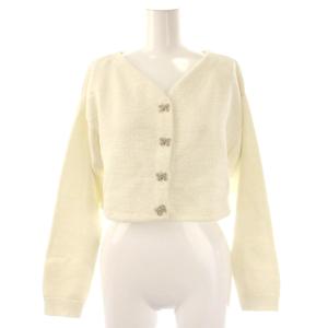 24SS クロップドリボンビジューカーデ 長袖 ラメ F オフホワイト /DO OS