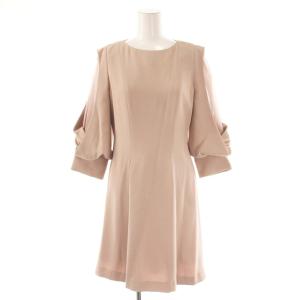 24AW シアーショルダーミニワンピース 長袖 0 ピンクベージュ /DO OS