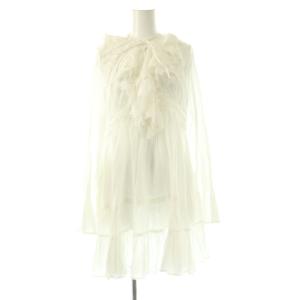 25SS コットンライクラッフルカラーチュニック 長袖 F ホワイト /HK OS