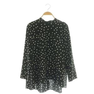 ドットフレアブラウス プルオーバー ブラック ホワイト /DF OS