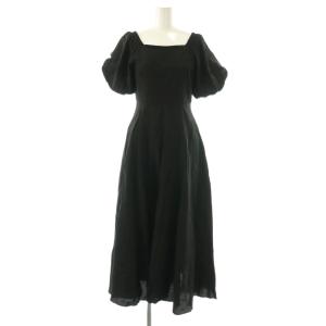パフスリーブワンピース 半袖 ロング 0 黒 /NR OS