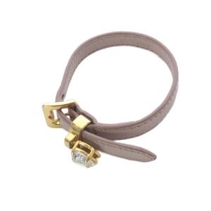 miumiu レザー ブレスレット ロゴ ゴールド色 ピンクベージュ /SR OH