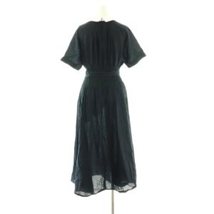 JUSGLITTY 25SS シャーリングシャツワンピース ロング 半袖 2 ネイビー /HK OS