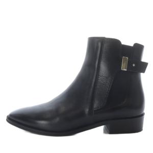 ブーツ ショート ローヒール レザー 24.5cm ブラック /YO9