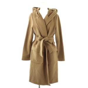 ウール 裏地チェック コート ロング 36 ベージュ /HK OS