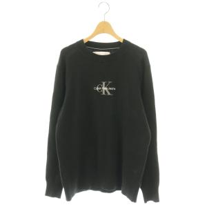 ロゴ刺繍 ニット セーター 長袖 L ブラック /HK OS