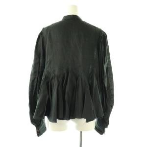 CHAOS バンドカラーリネンフリフリブラウス シャツ F ブラック /ES OS