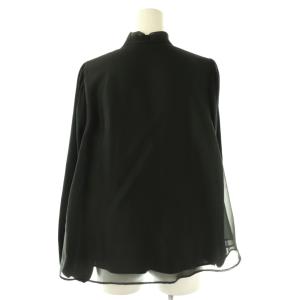 CELFORD ニットコンビオーガンジーフレアブラウス 長袖 36 ブラック /HK OS